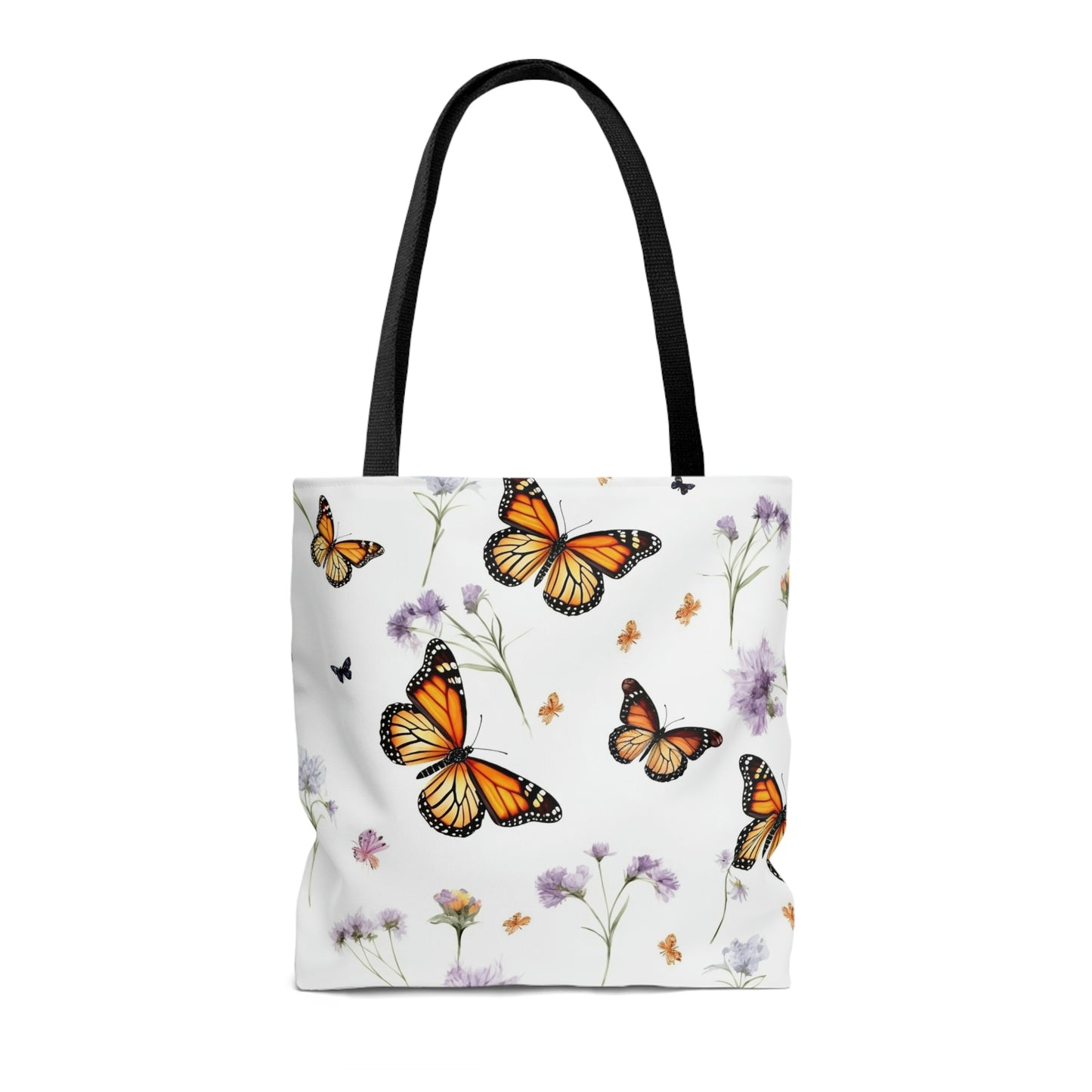 Monarch Butterfly Tote Bag, Purple Flowers Floral Cute Canvas Shopping Small Large Travel Reusable Aesthetic Shoulder Bag Starcove Fashion