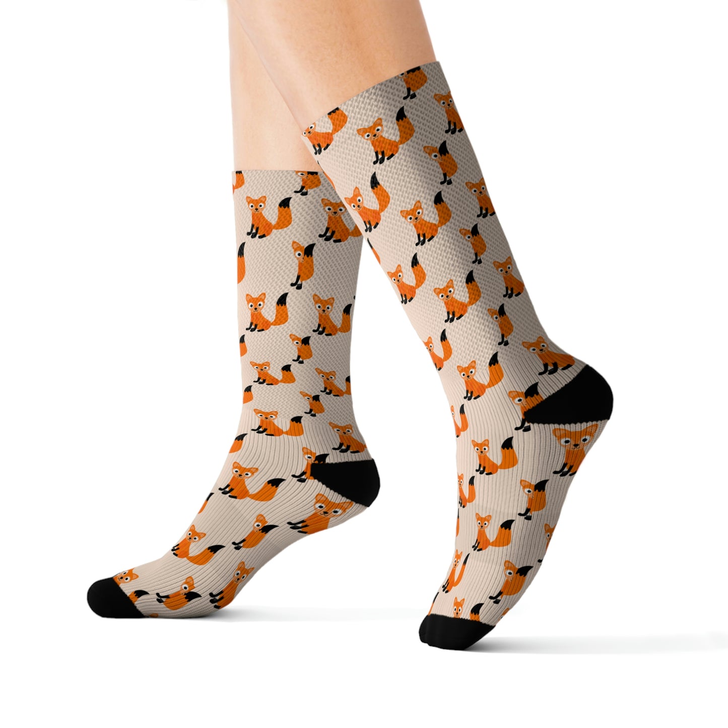 Fox Socks, Animal Pink Crew 3D Sublimation Women Men Designer Fun Novelty Cool Funky Crazy Casual Cute Unique Gift