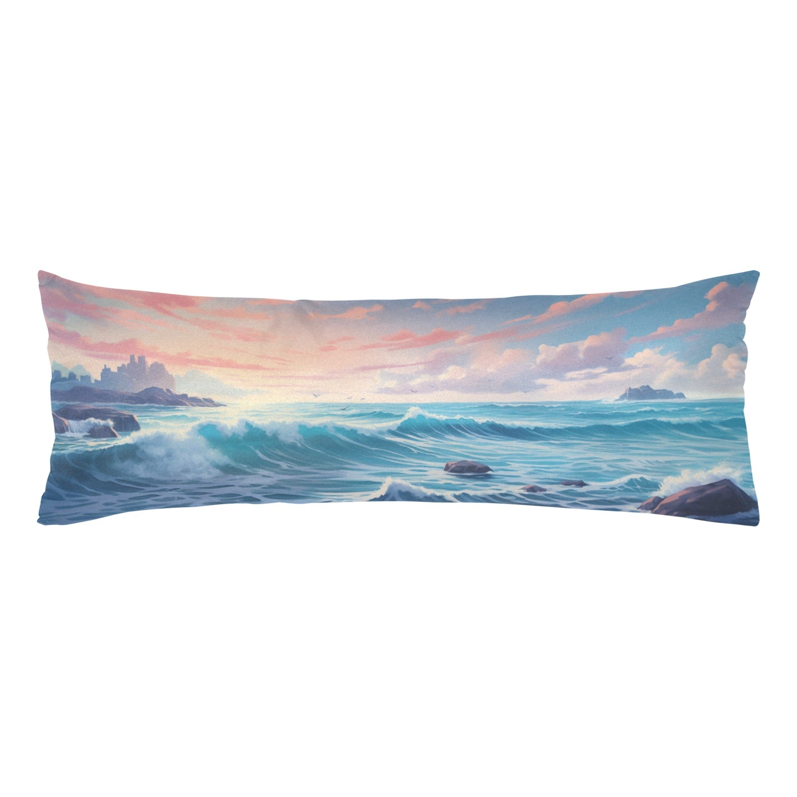 Ocean Body Pillow Case, Sunset Sea Beach Long Full Large Bed Cute Accent Print Throw Decor Decorative Cover 20x54 Satin Starcove Fashion