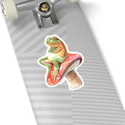 Toad On Mushroom Sticker, Frog Laptop Decal Vinyl Cute Waterbottle Tumbler Car Waterproof Bumper Aesthetic Die Cut Wall Mural Starcove Fashion