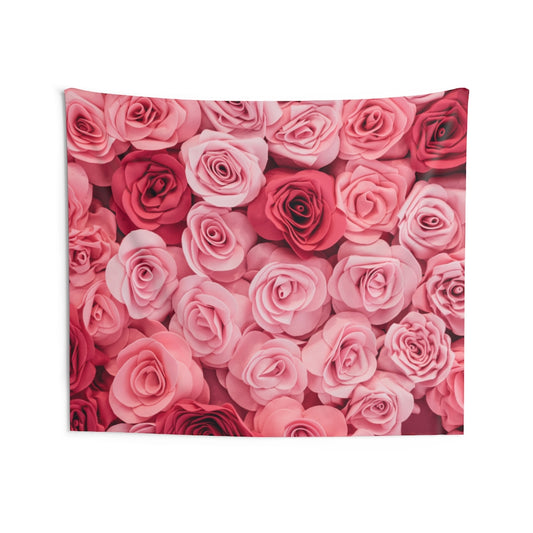 Floral Roses Tapestry, Red Pink Flowers Landscape Indoor Wall Aesthetic Art Hanging Large Small Decor Home Wedding Room Gift Starcove Fashion