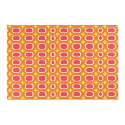 Groovy Area Rug Carpet, Geometric Trippy Funky Retro 70s Orange Floor Chic 2x3 4x6 3x5 Designer Abstract Design Accent Decorative Patio Mat Starcove Fashion