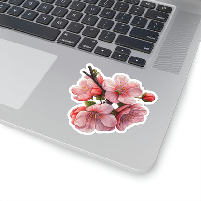 Cherry Blossom Sticker, Pink Flower Sakura Art Kawai Laptop Decal Vinyl Cute Waterbottle Tumbler Car Waterproof Bumper Aesthetic Wall