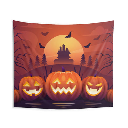 Halloween Backdrop Tapestry, Pumpkins Party Landscape Indoor Wall Art Hanging Large Small Decor Home College Dorm Room Gift Starcove Fashion