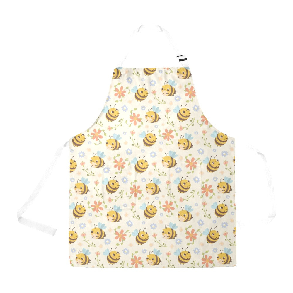 Bees Apron for Women with Pockets, Flowers Chef Cute Funny BBQ Grill Cooking Birthday Garden Kitchen Adjustable Straps