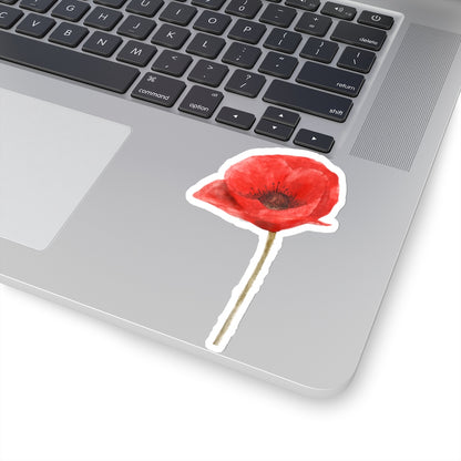 Poppy Sticker, Vinyl Flower Decal Red Watercolor Floral Art Die Cut Laptop Decal Cute Waterbottle Tumbler Car Aesthetic Label Wall Mural Starcove Fashion