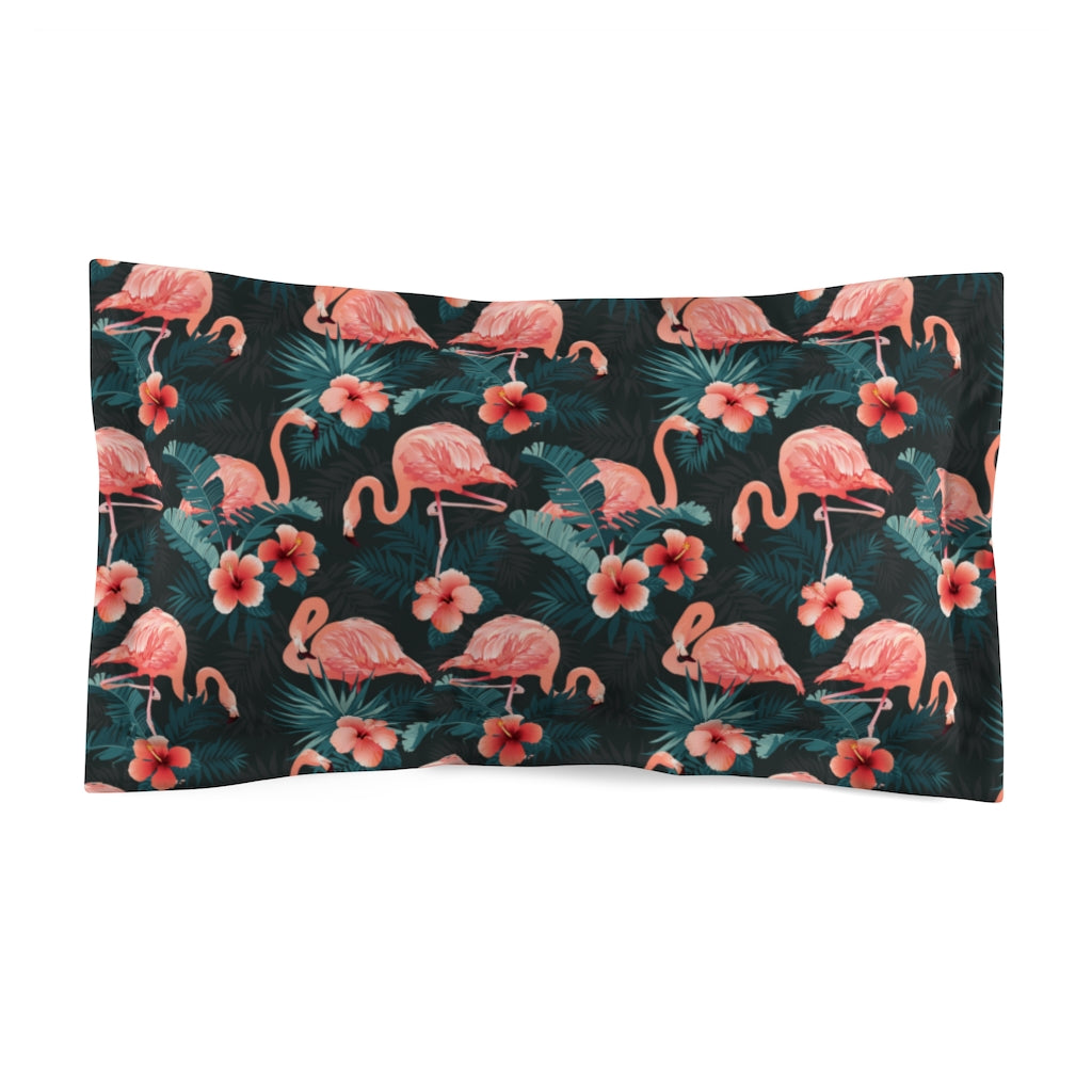 Pink Flamingo Microfiber Pillow Sham, Tropical Matching Duvet Bed Cover King Standard Unique Home Bedding Starcove Fashion