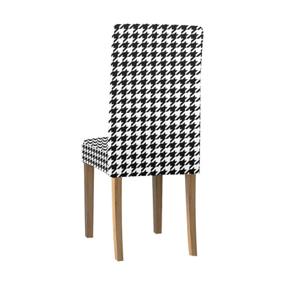 Houndstooth Dining Chair Seat Covers, Black White Pattern Stretch Slipcover Furniture Dining Room Party Banquet Home Decor