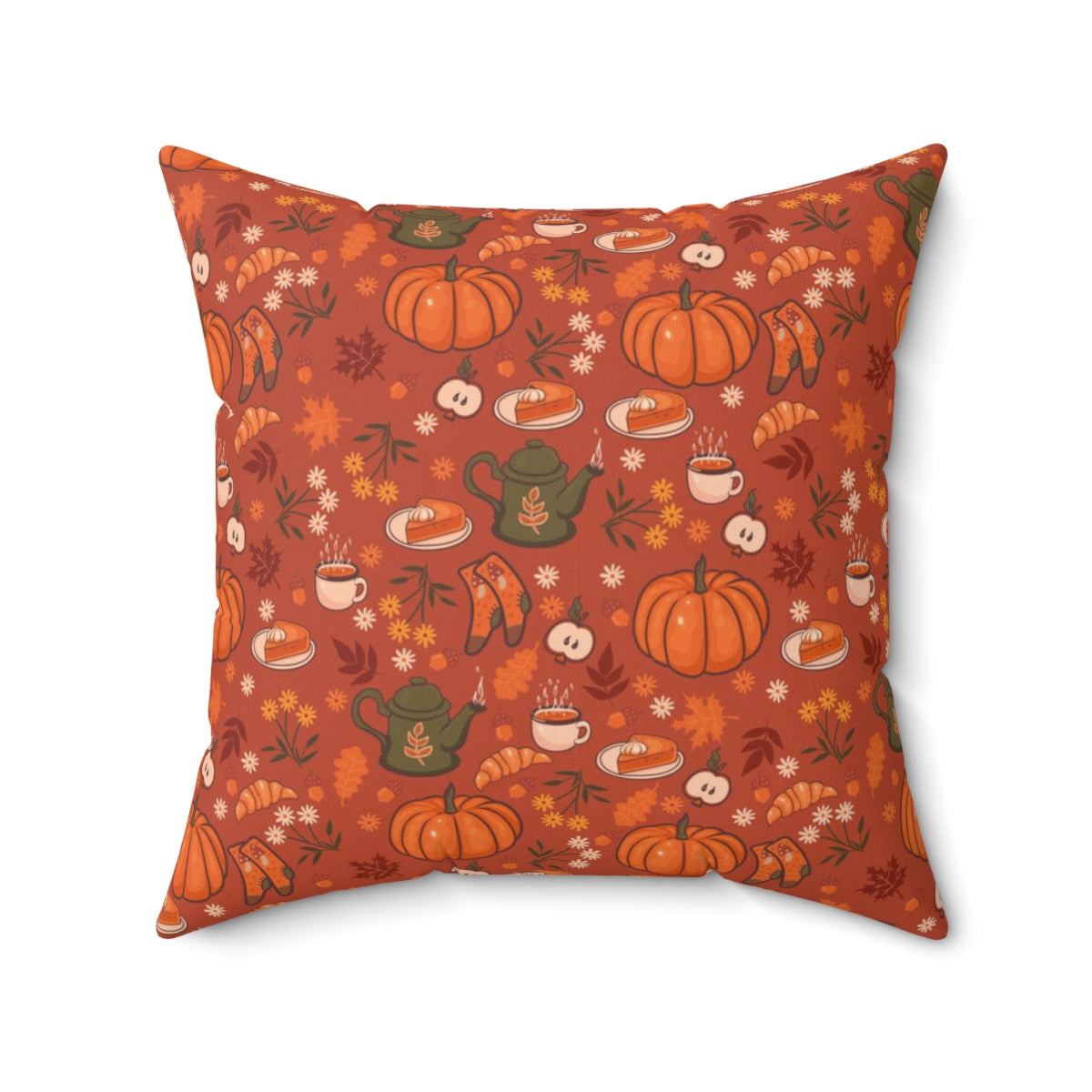 Fall Pumpkins Filled Pillow with Insert, Autumn Thanksgiving Brown Halloween Square Throw Decorative Room Decor Bed Couch Cushion Starcove Fashion