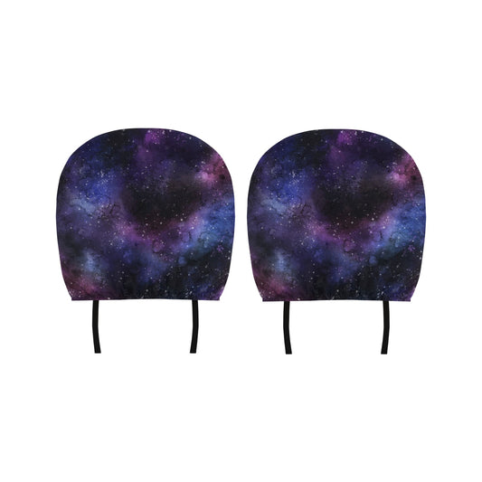 Galaxy Space Car Seat Headrest Cover (2pcs), Stars Purple Truck Suv Van Vehicle Auto Decoration Protector New Car Gift