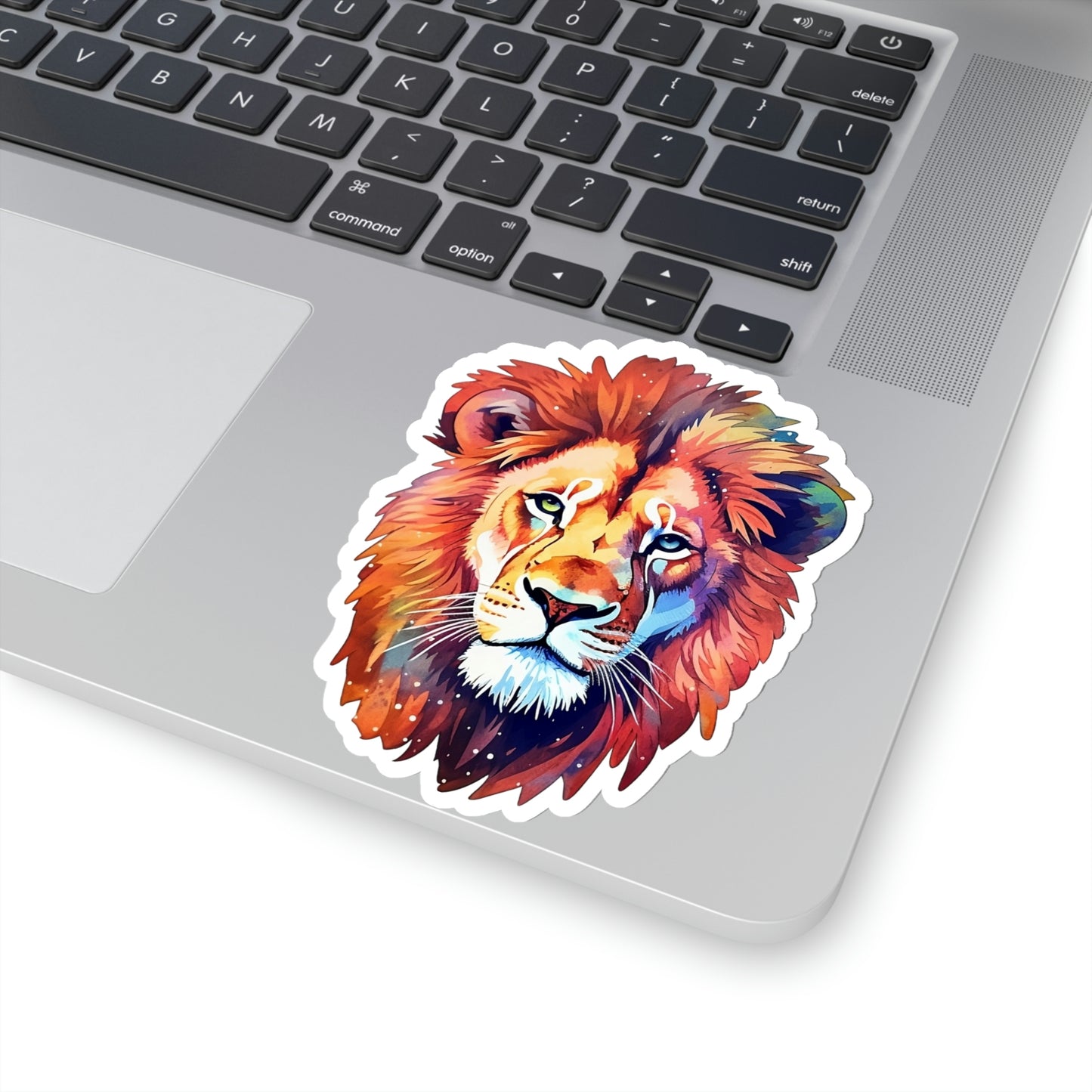 Lion Head Sticker, Animal Watercolor Art Laptop Decal Vinyl Cute Waterbottle Tumbler Car Waterproof Bumper Aesthetic Die Cut Wall Clear