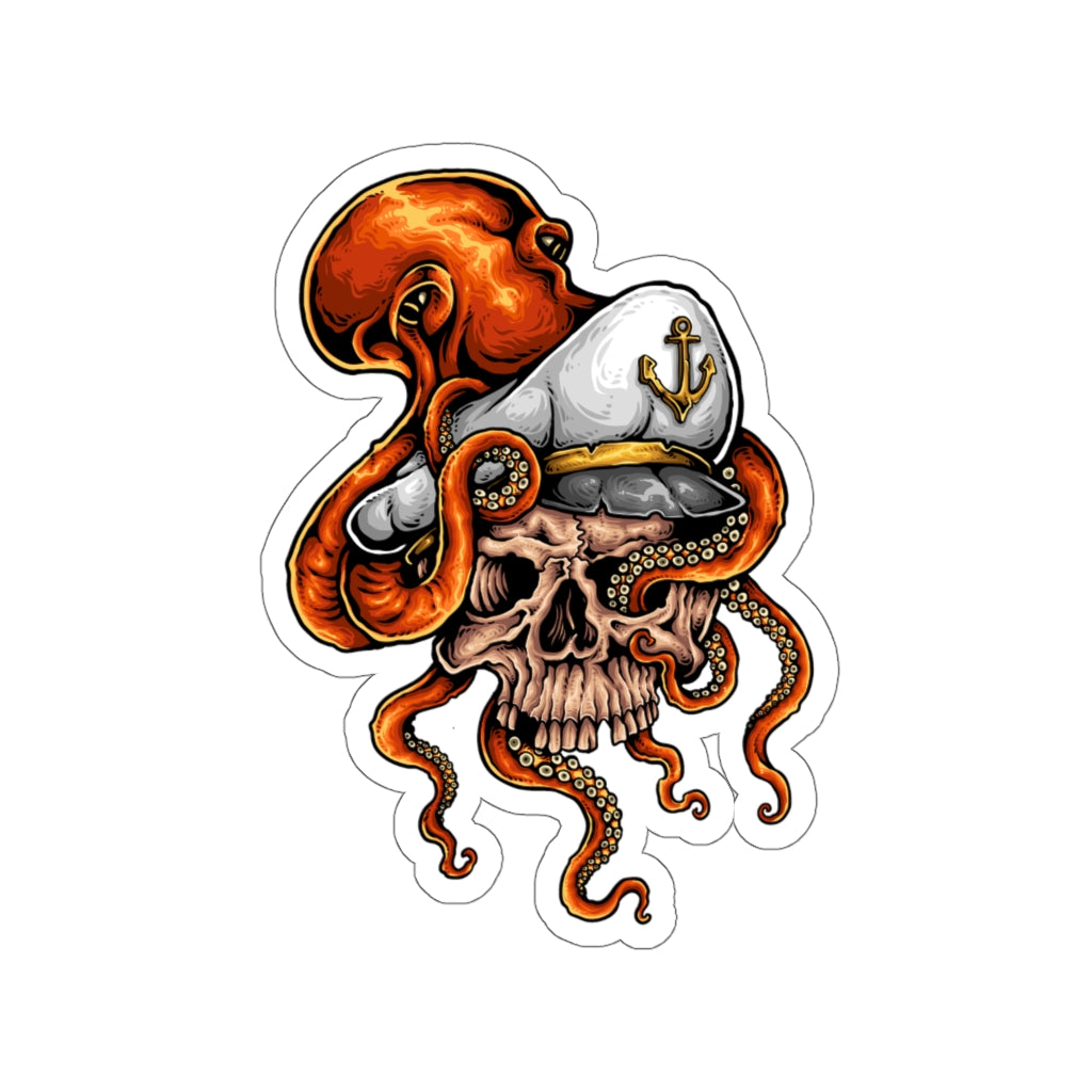Skull Octopus Sticker, Captain Sailor Goth Ocean Art Laptop Decal Vinyl Cute Waterbottle Tumbler Car Bumper Aesthetic Die Cut Wall Mural Starcove Fashion