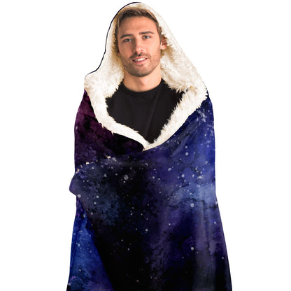 Galaxy Space Hooded Blanket, Purple Stars Cosmic Celestial Sherpa Fleece Soft Fluffy Cozy Warm Adult Men Women Kids Large Gift Starcove Fashion