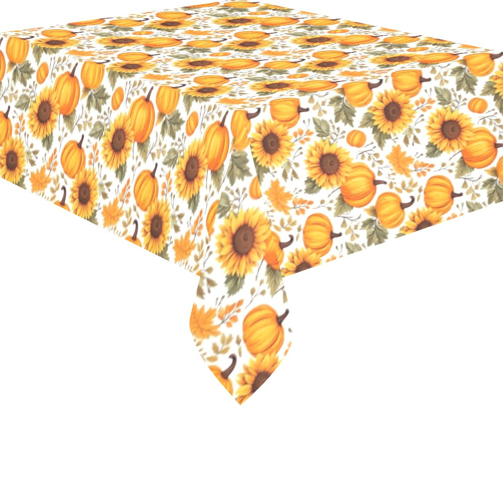 Pumpkins Sunflowers Tablecloth, Thanksgiving Fall Leaves Linen Rectangle Home Decor Decoration Cloth Table Cover Dining Room Party Starcove Fashion