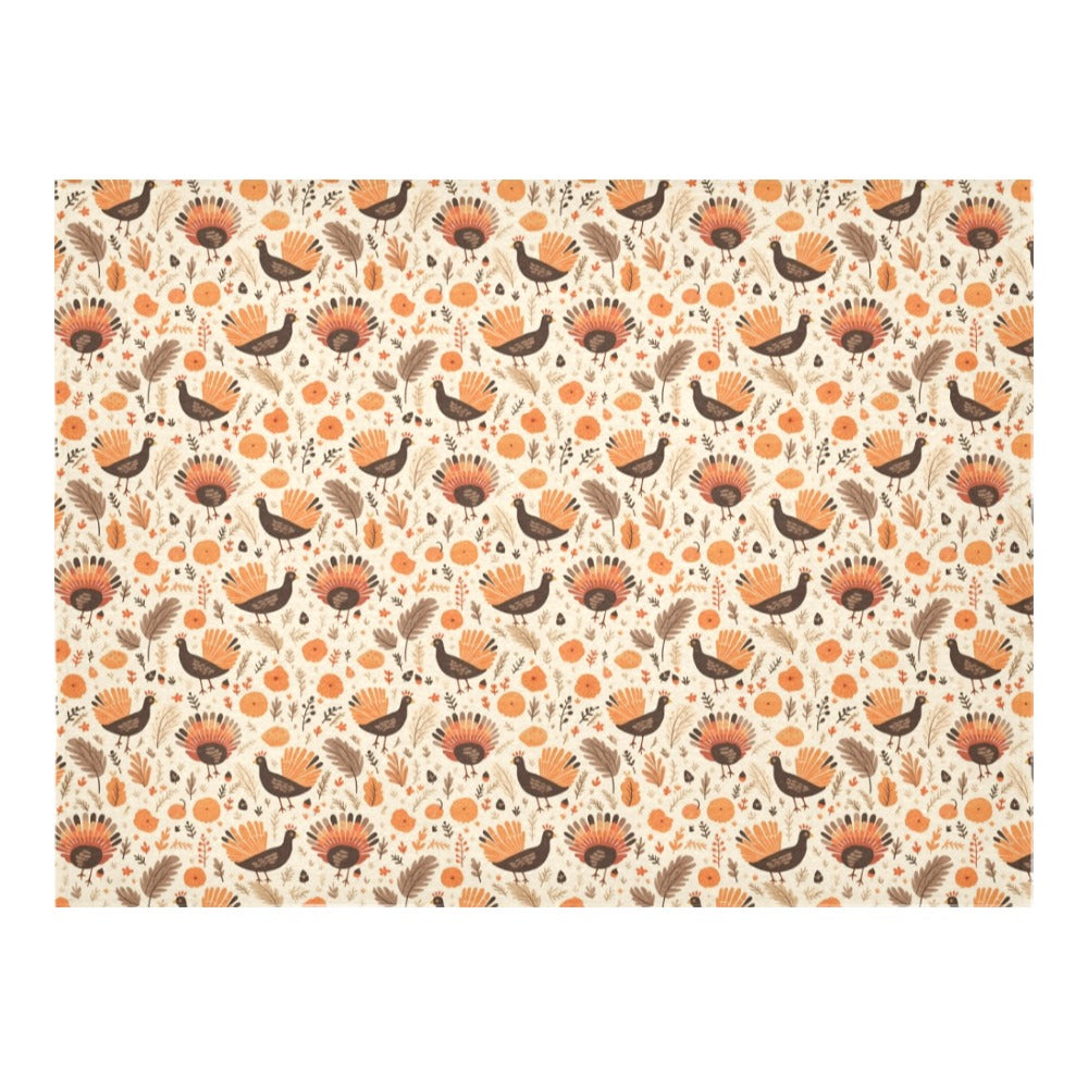 Thanksgiving Tablecloth, Turkeys Autumn Fall Leaves Linen Rectangle Home Decor Decoration Cloth Table Cover Dining Room Party Starcove Fashion