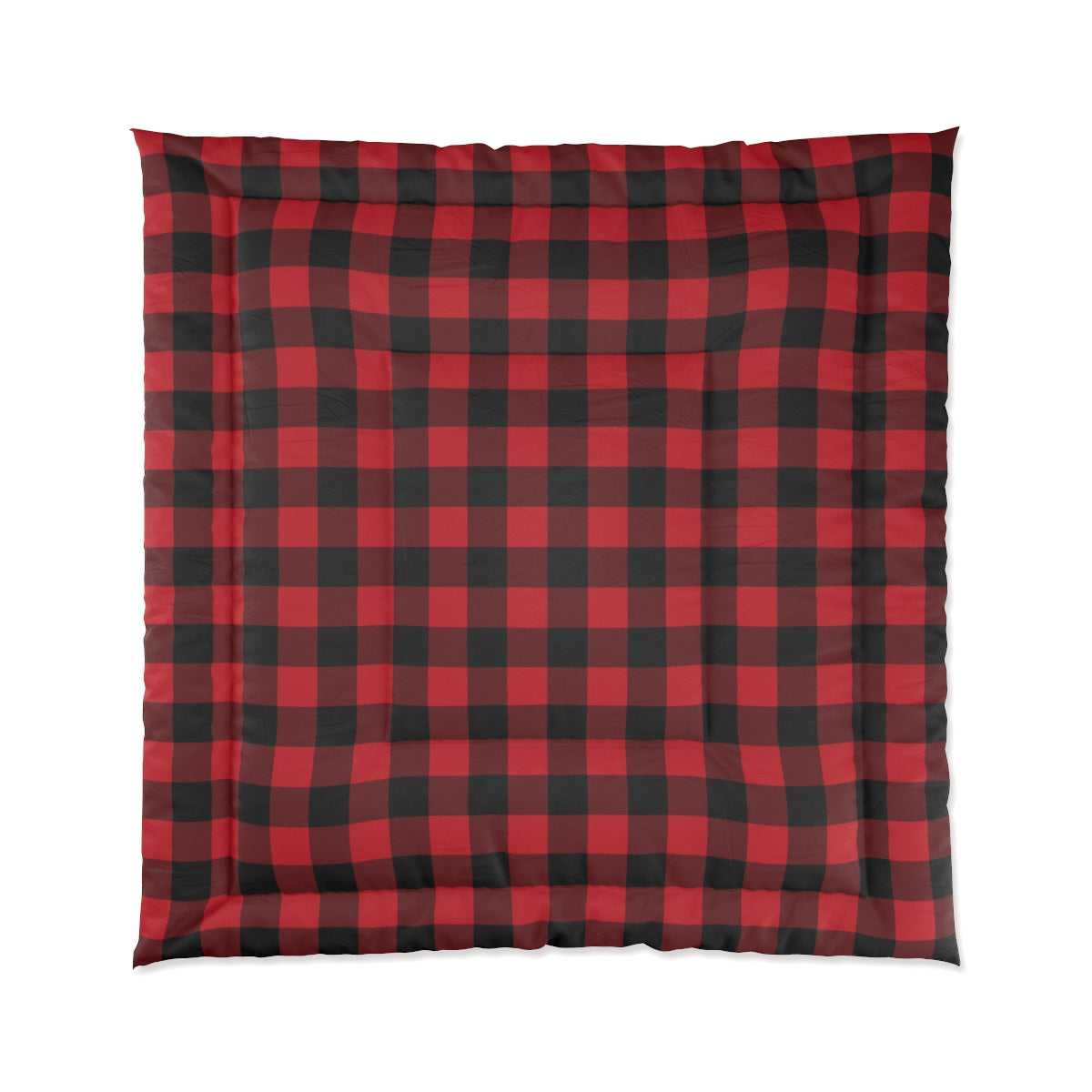 Red Buffalo Plaid Bed Comforter, Black Check King Queen Twin Single Full Size Cool Luxury Quilted Blanket Duvet Bedding Bedroom Starcove Fashion