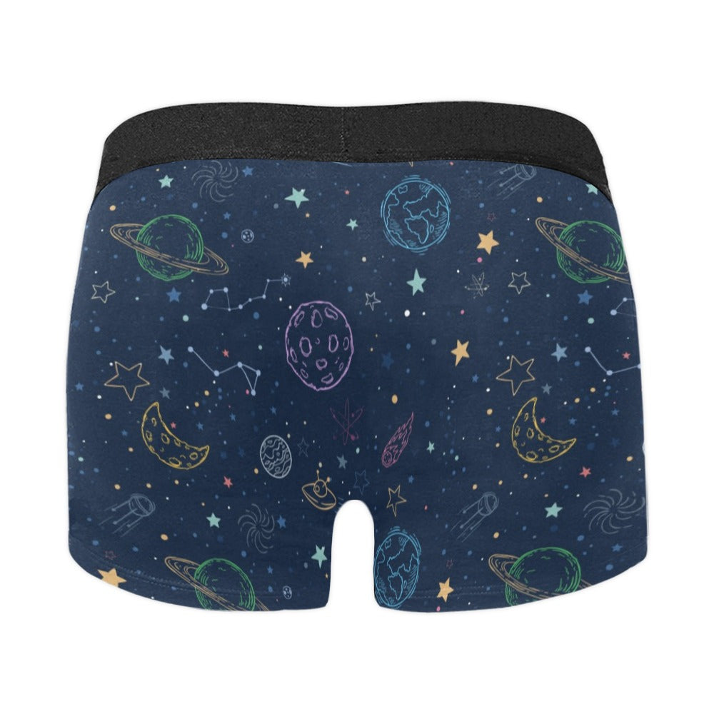 Planets Men Boxer Briefs, Stars Constellation Science Underwear Pouch Funny Sexy Anniversary For Him Honeymoon Birthday Plus Size