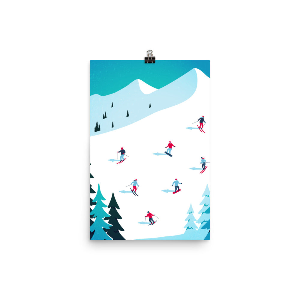 Ski Poster, Print Art Graphic Retro Skiing Winter Snow Mountain Wall Vertical Horizontal Travel Minimalist Artwork Paper Decor Starcove Fashion