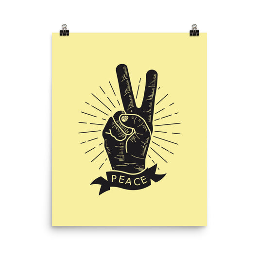 Peace Sign Poster, Fingers Hand Retro Vintage Print Picture Wall Art Vertical Travel Artwork Small Large Decor Paper Starcove Fashion