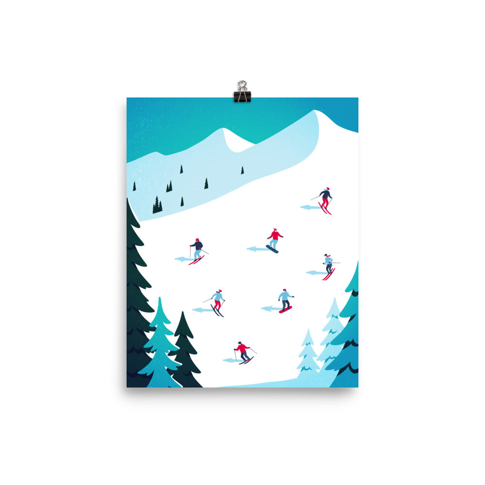 Ski Poster, Print Art Graphic Retro Skiing Winter Snow Mountain Wall Vertical Horizontal Travel Minimalist Artwork Paper Decor Starcove Fashion