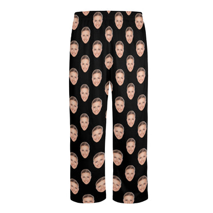 Custom Photo Face Men Pajamas Pants, Personalized Satin PJ Dog Pet Cat Funny Pockets Trousers Couples Matching Trousers Starcove Fashion