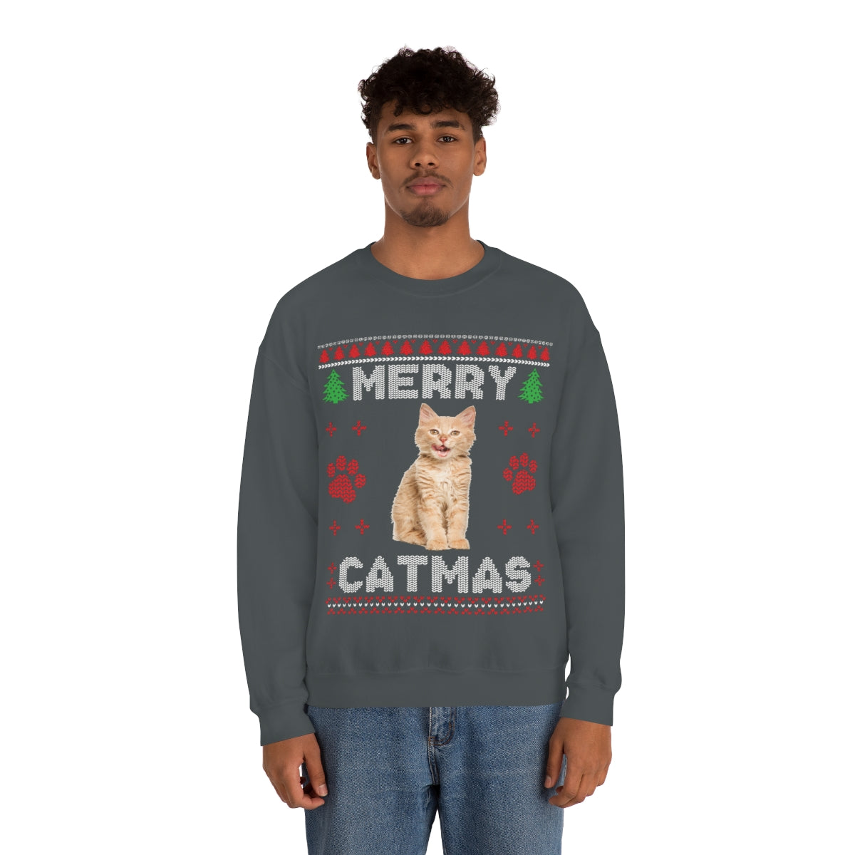 Custom Cat Ugly Christmas Sweater,  Personalized Photo Kitten Merry Xmas Print Women Mom Men Funny Party Holiday Plus Size Sweatshirt Starcove Fashion