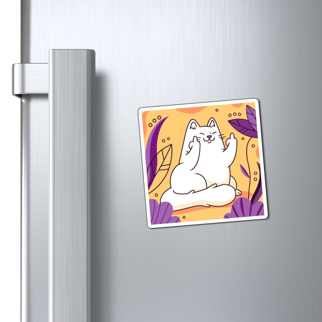 Rude Cat Middle Finger Magnet, Animal Cute You Square Fridge Refrigerator Car Locker Funny Kitchen Cat Lover Gift Starcove Fashion