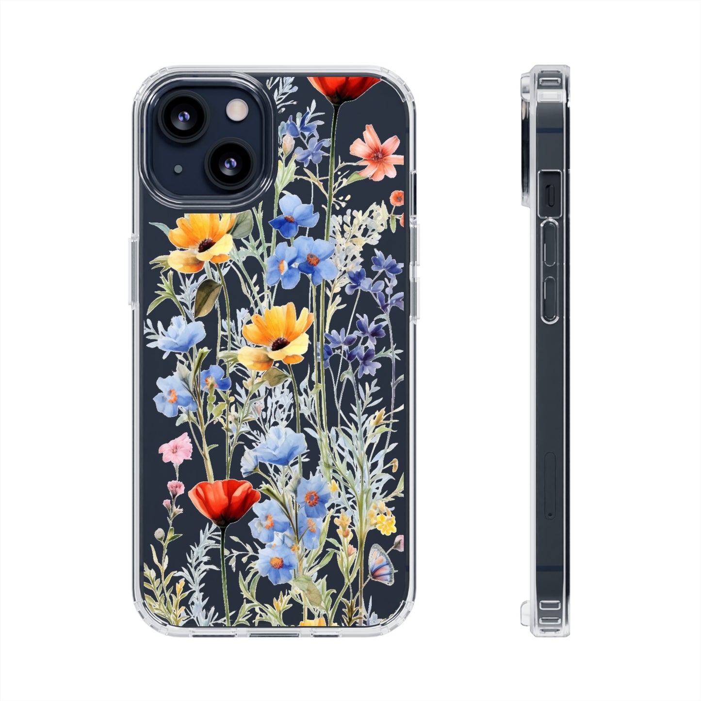 Wildflowers Clear iPhone 14 13 12 11 Pro Max Mini Case, Floral Flowers Watercolor Print Cute Aesthetic Galaxy S22 Transparent Starcove Fashion
