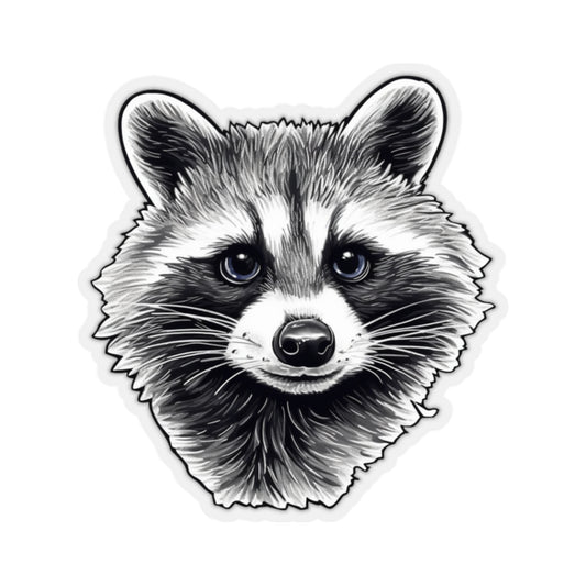 Raccoon Sticker, Animal Black White Art Laptop Decal Vinyl Cute Waterbottle Tumbler Car Waterproof Bumper Aesthetic Wall Clear Starcove Fashion