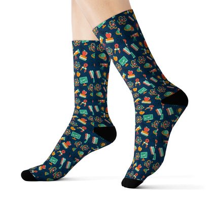 Science Physics Socks, Blue 3D Printed Sublimation DNA Molecule Microscope Women Men Funny Fun Novelty Cool Funky Crazy Unique Gift Starcove Fashion