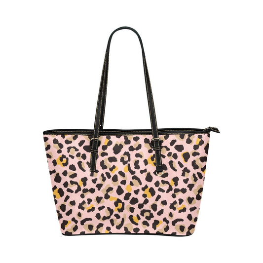 Pink Leopard Tote Bag Purse, Animal Print Cheetah Print Handbag Women Vegan Leather Zip Top Small Large Designer Handmade Ladies Shoulder