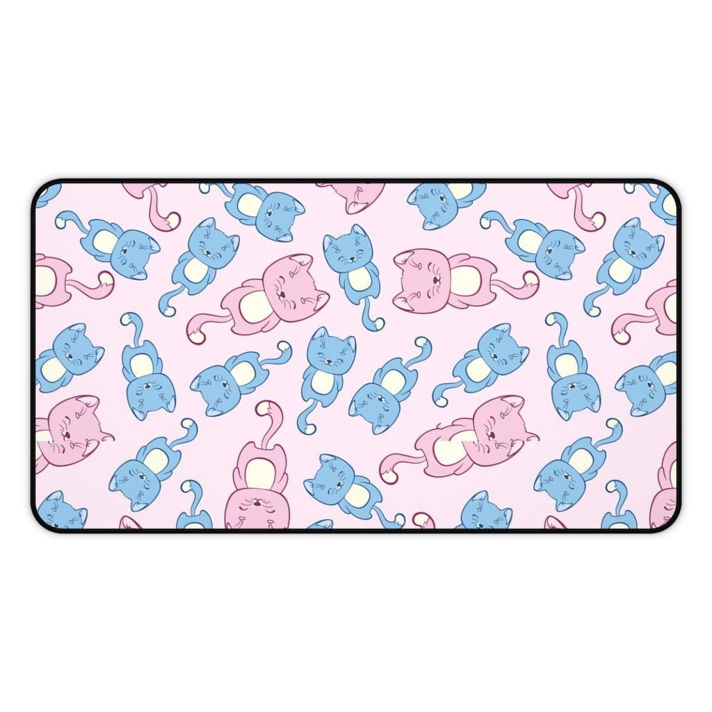 Kawaii Cats Desk Mat, Pink Pastel Cute Large Small Wide Gaming Keyboard Mouse Unique Office Computer Laptop Pad Starcove Fashion