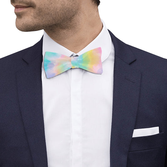 Pastel Tie Dye Bow Tie, Colorful Classic Chic Adjustable Pre Tied Bowtie Gift for Him Men Tuxedo Groomsmen Necktie Wedding