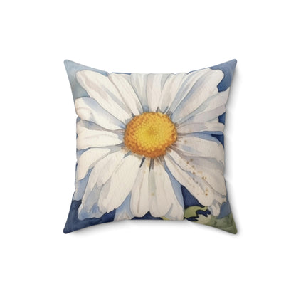Daisy Filled Pillow with Insert, Floral White Flower Square Throw Accent Decorative Room Decor Floor Sofa Couch Cushion