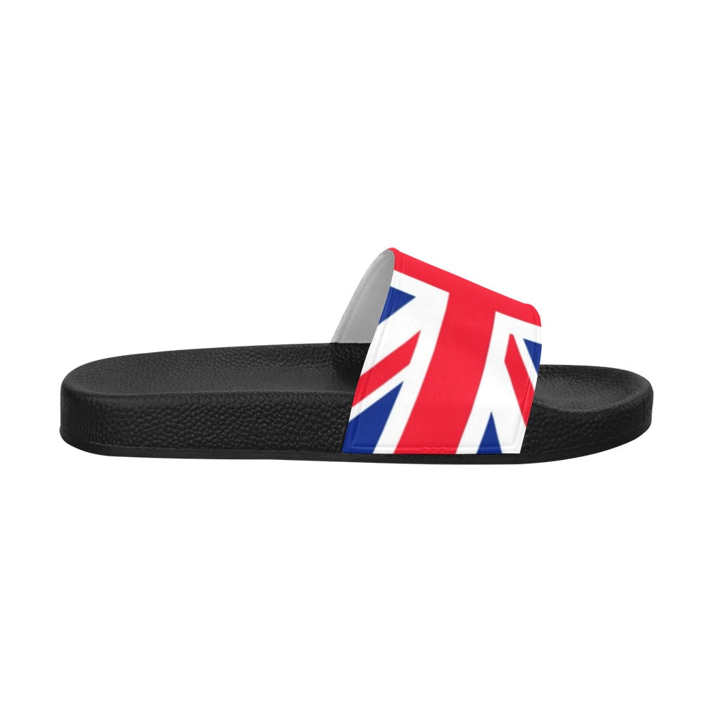 England Women Slide Sandals, Union Jack United Kingdom Flag Country British Shoe Red White Blue Designer Wedge Slippers Flip Flops Slip On Starcove Fashion