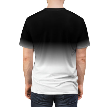 Black White Ombre Tshirt, Gradient Dip Tie Dye Men Women Adult Aesthetic Crewneck Designer Tee Short Sleeve Shirt Top