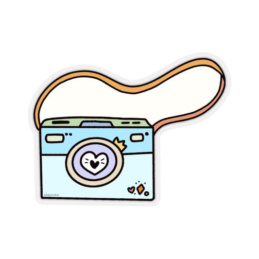 Blue Camera Sticker, Laptop Decal Vinyl Cute Waterbottle Tumbler Car Waterproof Bumper Aesthetic Die Cut Wall Mural Starcove Fashion