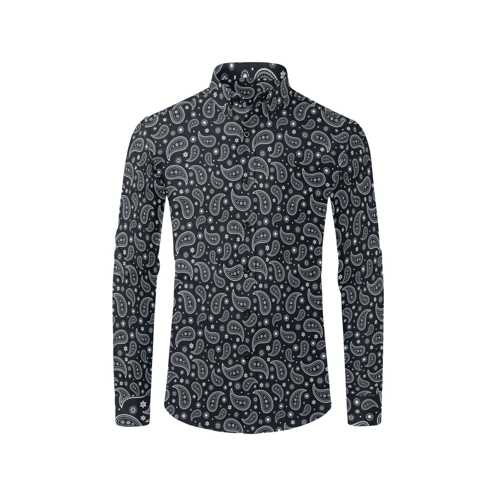 Paisley Men Button Up Shirt, Black White Bandana Long Sleeve Pattern Print Dress Buttoned Collar Casual Collared Shirt Plus Size Guys S Paisley Men Button Up Shirt, Black White Bandana Long Sleeve Pattern Print Dress Buttoned Collar Casual Collared Shirt Plus Size Guys S