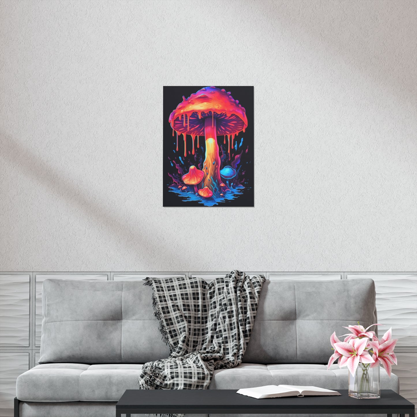 Trippy Dripping Mushroom Poster Print, Wall Image Art Vertical Cool Paper Artwork Small Large Room Office Decor Starcove Fashion