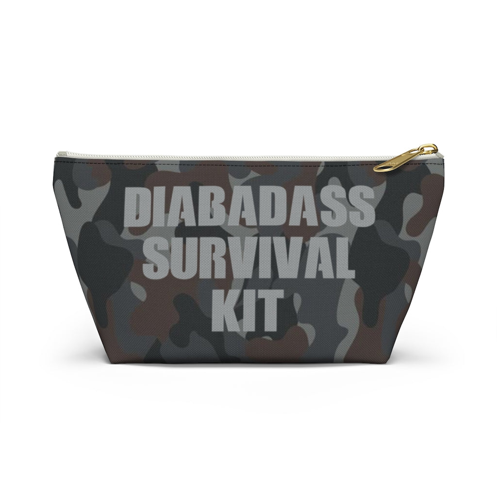 Diabadass Survival Kit Bag, Diabetes Bag, Fun Diabetic Supply Case, Men Carrying Type 1 Gift, t1d Camo Accessory Zipper Pouch Bag w T-bottom Starcove Fashion