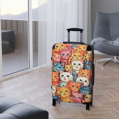 Cats Suitcase Luggage, Kittens Carry On With 4 Wheels Cabin Travel Small Large Set Rolling Spinner Lock Designer Hard Shell Case