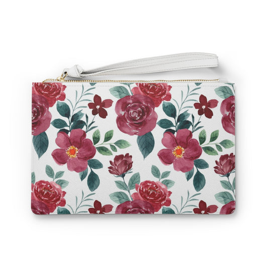 Red Roses Clutch Bag Purse,  Flowers Vegan Leather with Pocket Zipper Organizer Wrist Phone Wallet for Women Starcove Fashion