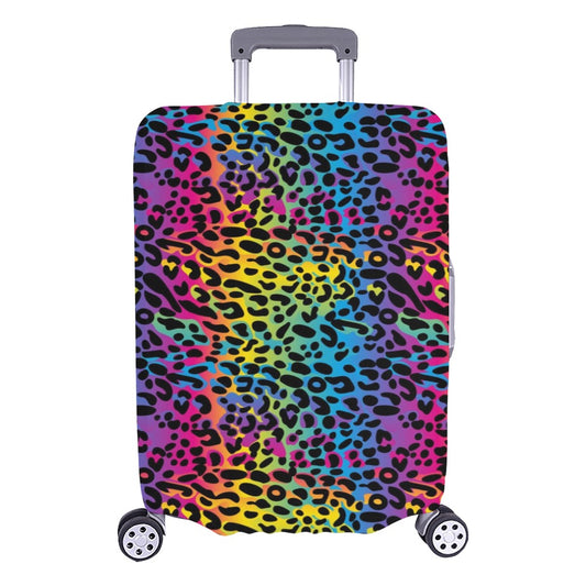 Rainbow Leopard Luggage Cover, Animal Print Suitcase Bag Protector Washable Carry On Wrap Small Large Travel Gift