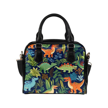 Dinosaur Purse, Tropical Dino Pattern Cute Small Shoulder Zip Bag Vegan Leather Women Designer Handbag Crossbody Starcove Fashion