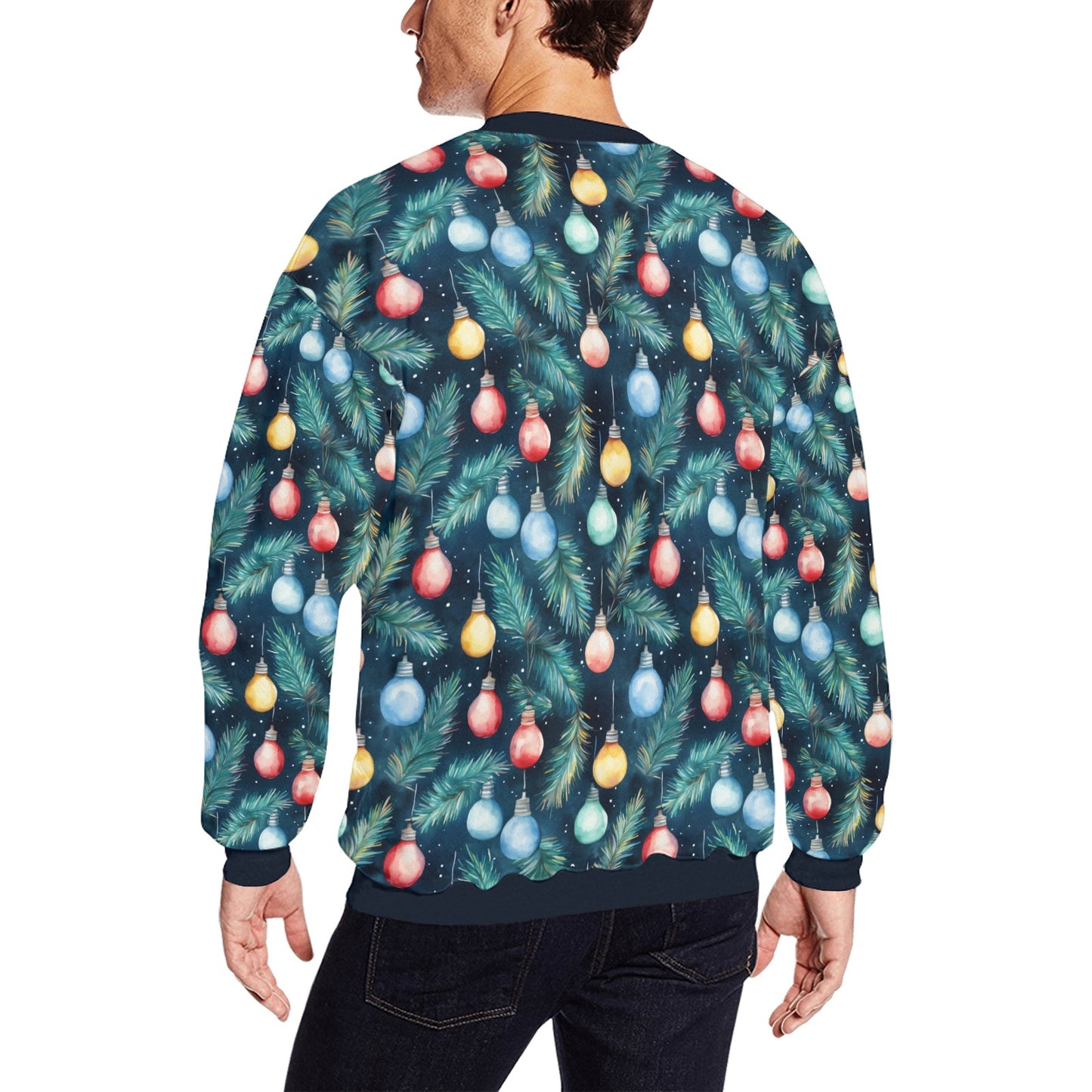 Christmas Lights Ugly Sweater, Bad Xmas Print Unisex Women Men Tacky Vintage Party Winter Holiday Plus Size Sweatshirt Jumper Party