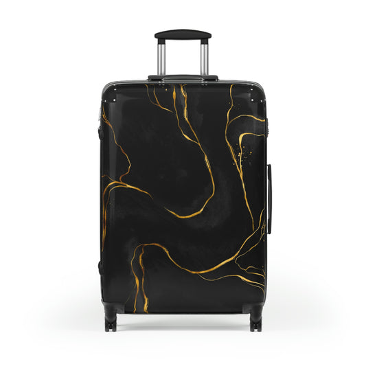 Black Marble Suitcase Luggage, Print Carry On With 4 Wheels Cabin Travel Small Large Set Rolling Spinner Lock Designer Hard Shell Case Starcove Fashion
