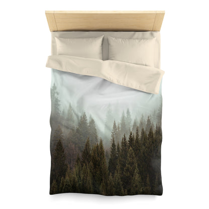 Foggy Forest Duvet Cover, Pine Trees Microfiber Full Queen Twin Unique Vibrant Bed Cover Modern Home Bedding Bedroom Décor Starcove Fashion