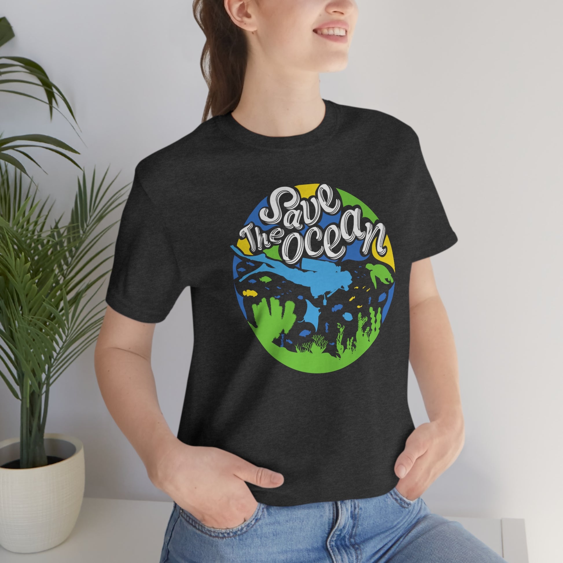 Save The Ocean Tshirt, Diving Conservation Turtles Sea Art Environmental Men Women Adult Aesthetic Graphic Crewneck Tee Shirt Top Starcove Fashion