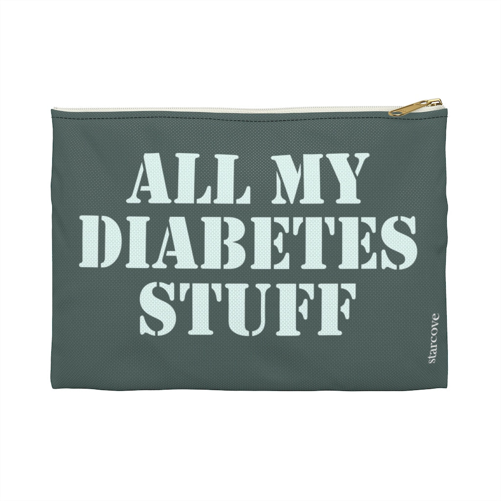 All My Diabetes Stuff bag, Type 1 One 2 Diabetic Travel Kit Supply Zipper Green Pouch Accessory Organizer Medical Case Funny Gift Mom Dad Men Starcove Fashion