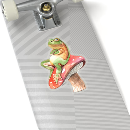 Toad On Mushroom Sticker, Frog Laptop Decal Vinyl Cute Waterbottle Tumbler Car Waterproof Bumper Aesthetic Die Cut Wall Mural Starcove Fashion